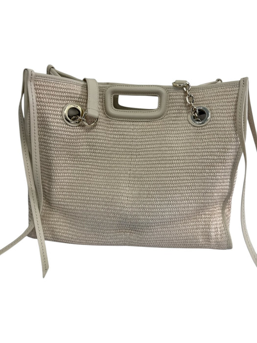 Maje Beige Polypropylene Blend Woven Magnetic Close Gold Tone Hardware Tote Bag Beige