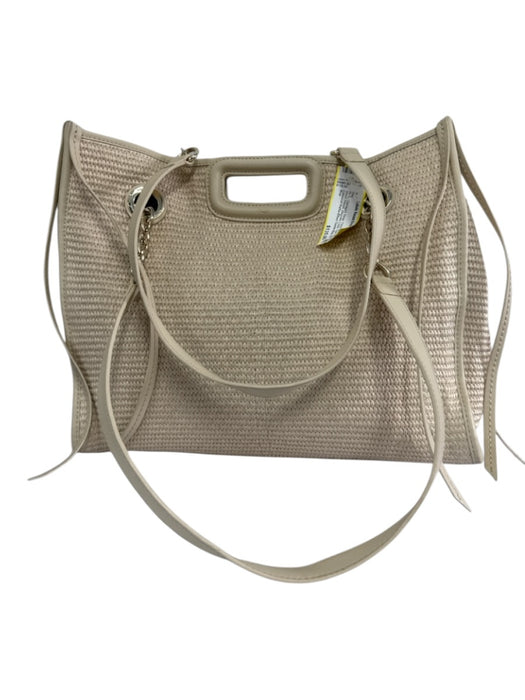 Maje Beige Polypropylene Blend Woven Magnetic Close Gold Tone Hardware Tote Bag Beige
