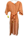 Vince Size S Orange Linen Blend Short Sleeve Pleated Waist Pocketed Dress Orange / S
