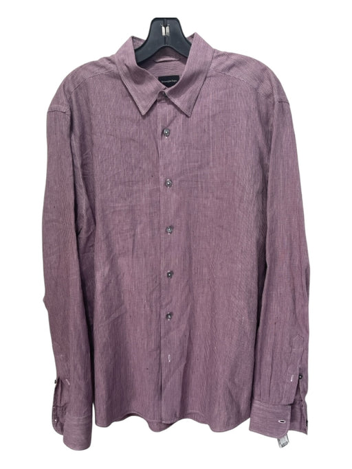 Zegna Size XL Plum Cotton Plaid Button Down Men's Long Sleeve Shirt XL