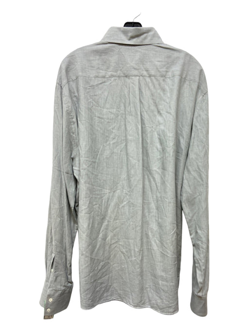 Brunello Cucinelli Size xxxl Grey Cotton Solid Button Up Men's Long Sleeve Shirt xxxl