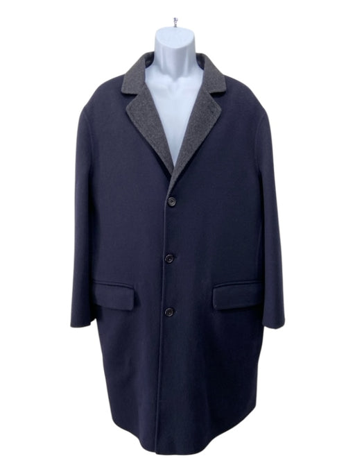 Zegna Size 56 Navy Wool Blend Solid Overcoat Men's Jacket 56