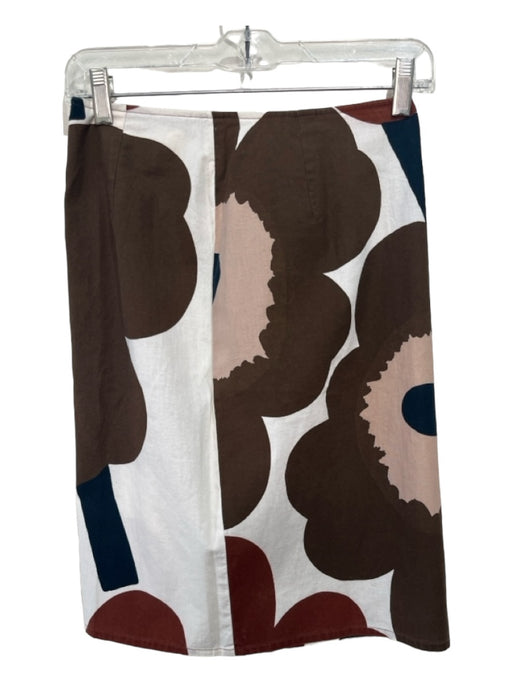 Marimekko Size 6 Brown & Multi Cotton Back Zip Darted Skirt Brown & Multi / 6