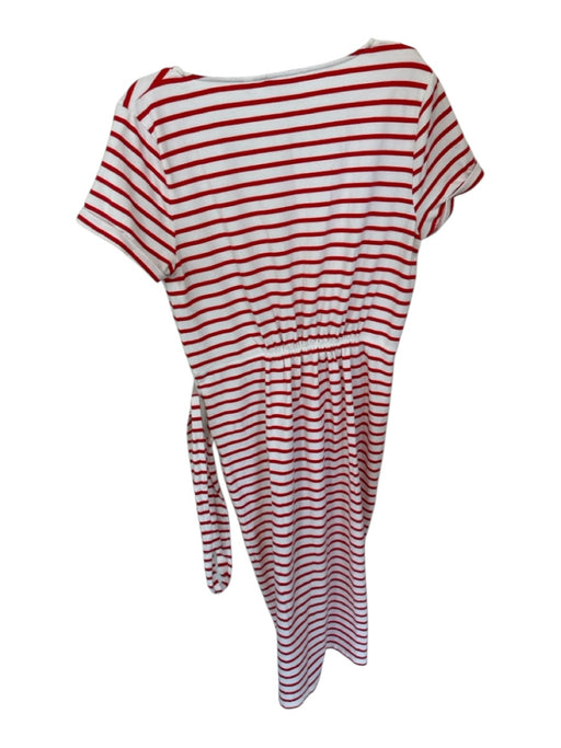 Boden Size 10 Red & White Cotton Blend Short Sleeve Striped Elastic Waist Dress Red & White / 10
