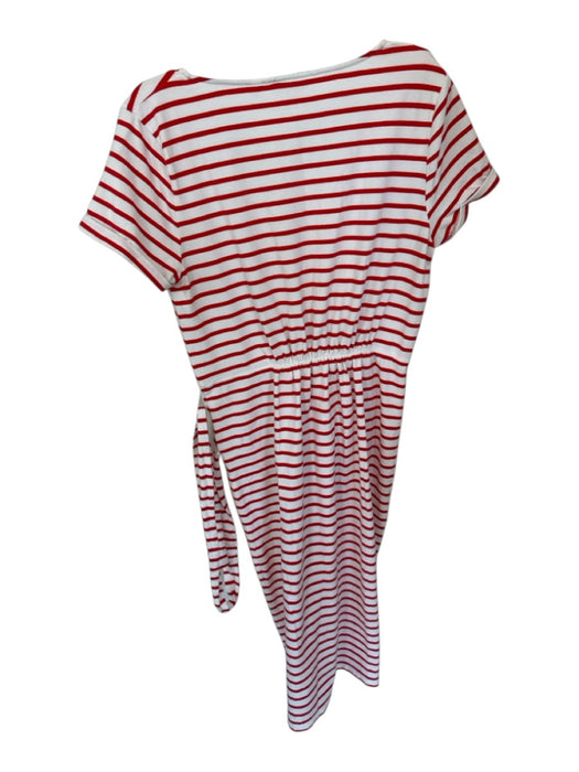 Boden Size 10 Red & White Cotton Blend Short Sleeve Striped Elastic Waist Dress Red & White / 10