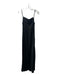 Zara Size XS Black Viscose Satin V Neck Square Neck Midi Dress Black / XS