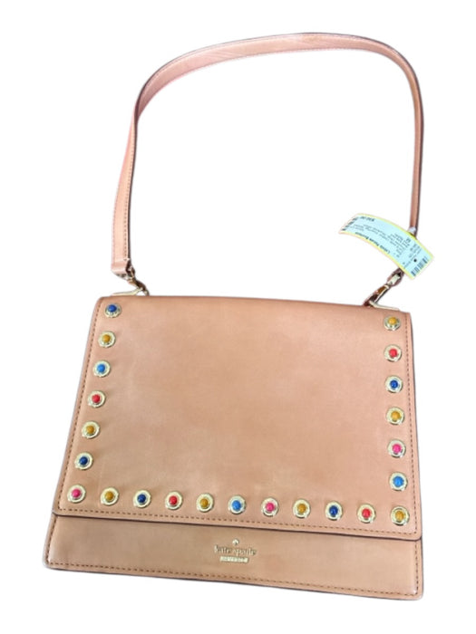 Kate Spade Tan & multi Leather Front Flap Studded Shoulder Strap Structured Bag Tan & multi / M
