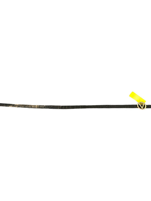 Valentino Black & Gold Leather Croc Embossed Logo Buckle GHW Belts Black & Gold / S