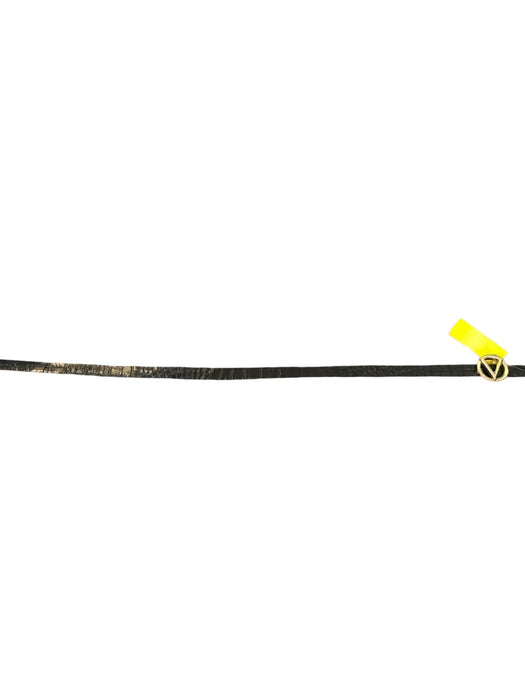 Valentino Black & Gold Leather Croc Embossed Logo Buckle GHW Belts Black & Gold / S