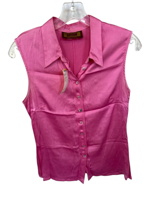 Renato Nucci Size Est S Pink Silk Sleeveless Button Down Collar Top Pink / Est S
