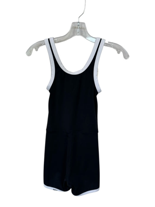 Set Active Size M Black & White Nylon Blend Piping Bike Short Athletic Romper Black & White / M