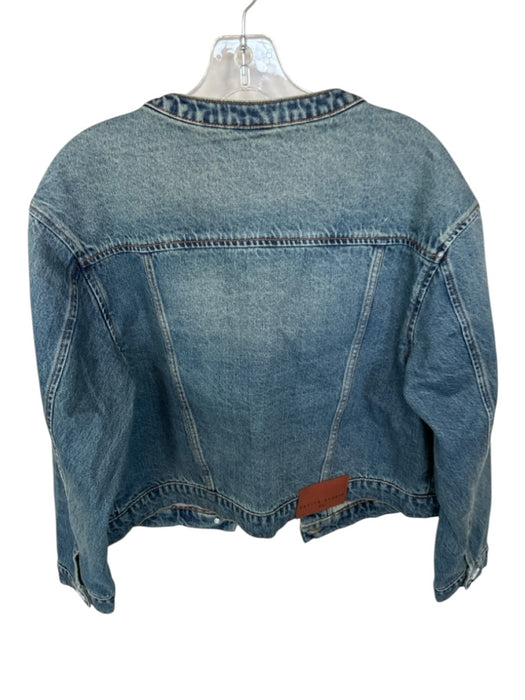 Petite Studio Size S Med Dark Wash Cotton Buttons Cropped Denim Jacket Med Dark Wash / S