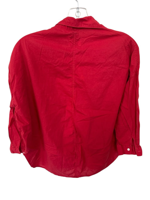 A Shirt Thing Size S Red Cotton Long Sleeve Half Button Collar Top Red / S