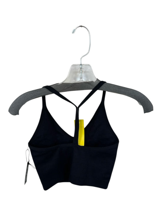 Set Active Size S Black Nylon Blend Racerback Ribbed Sports Bra Athletic Top Black / S