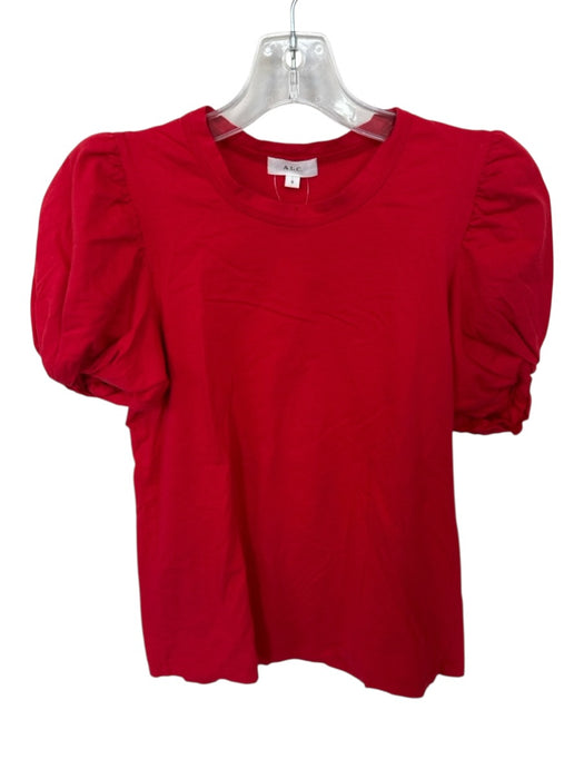 A.L.C. Size S Red Cotton Short Balloon Sleeve Top Red / S