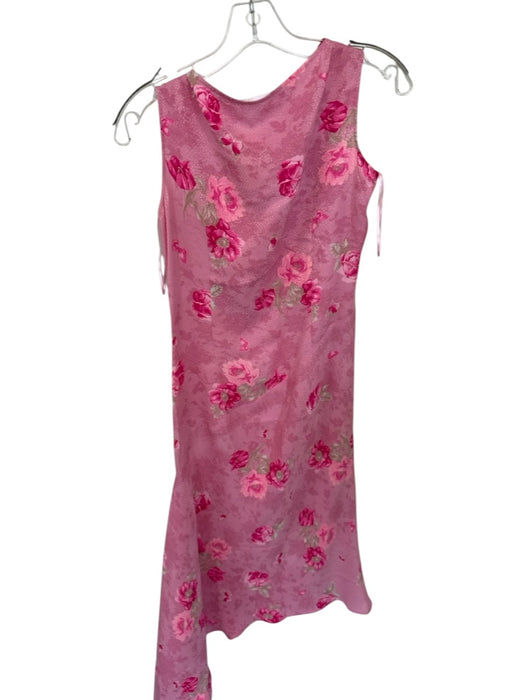 Escada Size 36 Pink & Taupe Silk Sleeveless Flowers Maxi Dress Pink & Taupe / 36