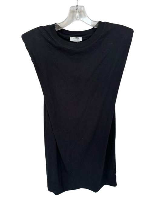 Babaton Size S Black Cotton Sleeveless Shoulder Pads Dress Black / S