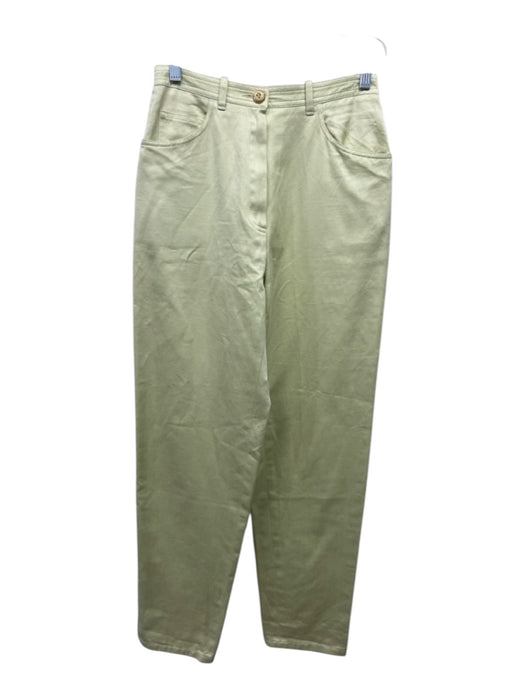 Celine Size 38 Pale Lime Green Cotton Satin 5 Pocket Button & Zip Fly Pants Pale Lime Green / 38