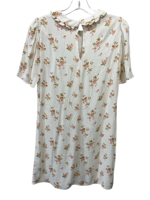 Reformation Size S Cream White, Pink & Green Viscose Blend Floral Dress Cream White, Pink & Green / S