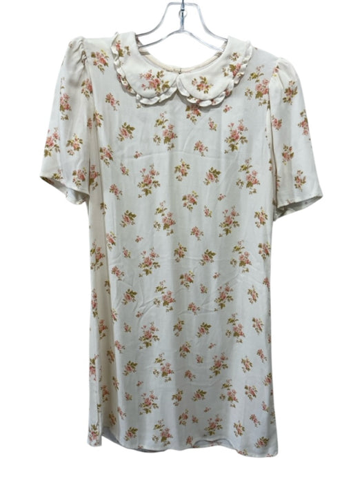 Reformation Size S Cream White, Pink & Green Viscose Blend Floral Dress Cream White, Pink & Green / S