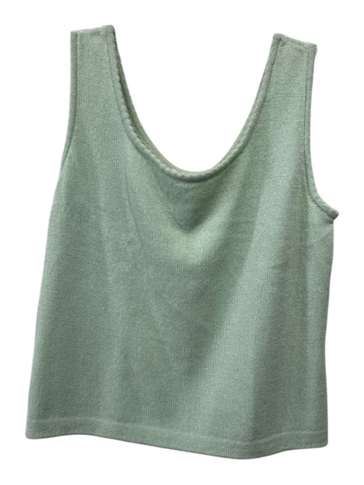 St. John Size P Mint Green No Fabric Tag Knit Sleeveless Scallop Detail Crop Top Mint Green / P
