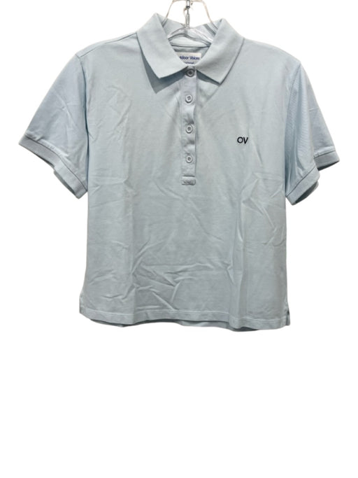 Outdoor Voices Size XS Pastel Blue Cotton Short Sleeve Embroidered Logo Polo Top Pastel Blue / XS