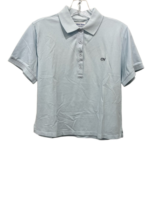 Outdoor Voices Size XS Pastel Blue Cotton Short Sleeve Embroidered Logo Polo Top Pastel Blue / XS