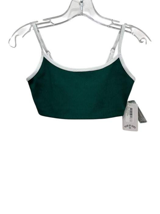 Year Of Ours Size M Green & White Nylon Blend Ribbed Adjustable Strap sports bra Green & White / M