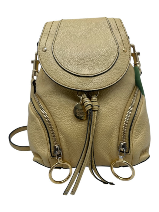 See By Chloe Yellow Beige Leather Gold Tone Hardware Zipper Detail Tassel Bag Yellow Beige / Small