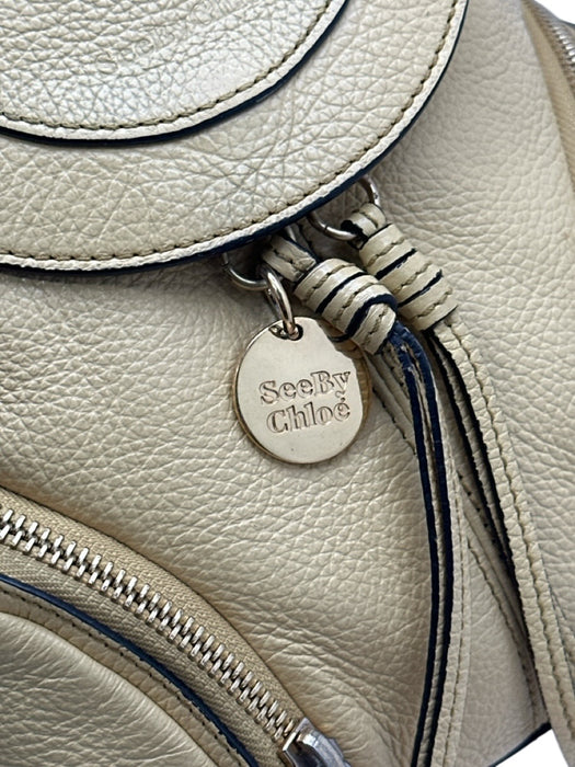See By Chloe Yellow Beige Leather Gold Tone Hardware Zipper Detail Tassel Bag Yellow Beige / Small