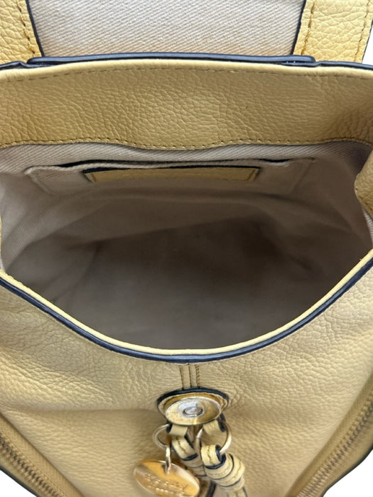See By Chloe Yellow Beige Leather Gold Tone Hardware Zipper Detail Tassel Bag Yellow Beige / Small