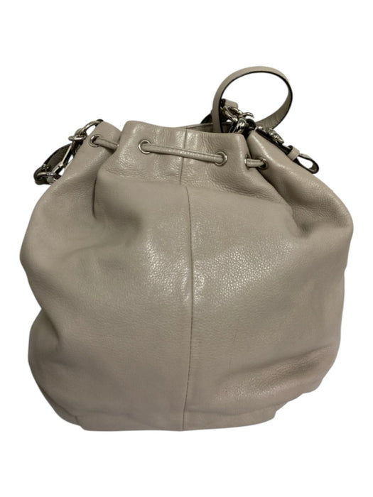 Coach Taupe Beige Leather Drawstring Removable Strap Magnetic Snap Closure Bag Taupe Beige