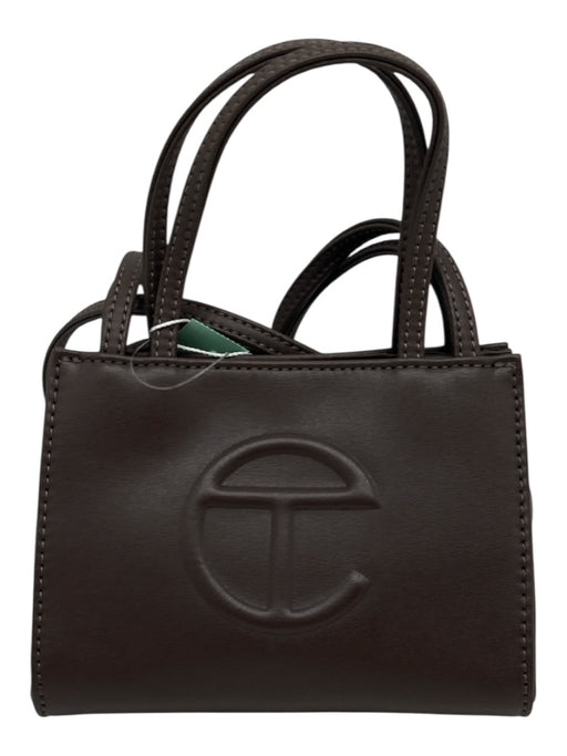 Telfar Chocolate Brown PU Leather Logo Magnetic Snap Closure Multiple Straps Bag Chocolate Brown / Small