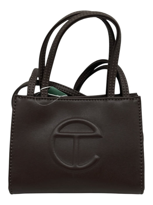Telfar Chocolate Brown PU Leather Logo Magnetic Snap Closure Multiple Straps Bag Chocolate Brown / Small