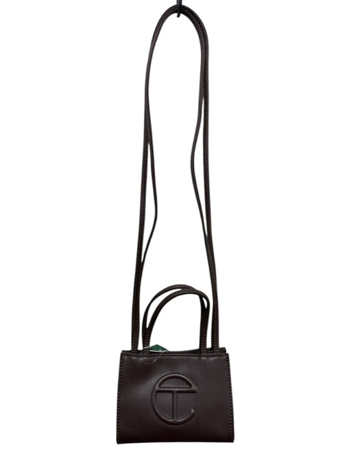 Telfar Chocolate Brown PU Leather Logo Magnetic Snap Closure Multiple Straps Bag Chocolate Brown / Small