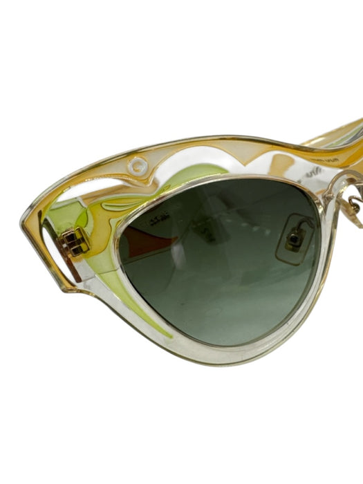 Miu Miu Clear & Yellow Acetate Gradient Lens Cat Eye Nose pads Retro Sunglasses Clear & Yellow