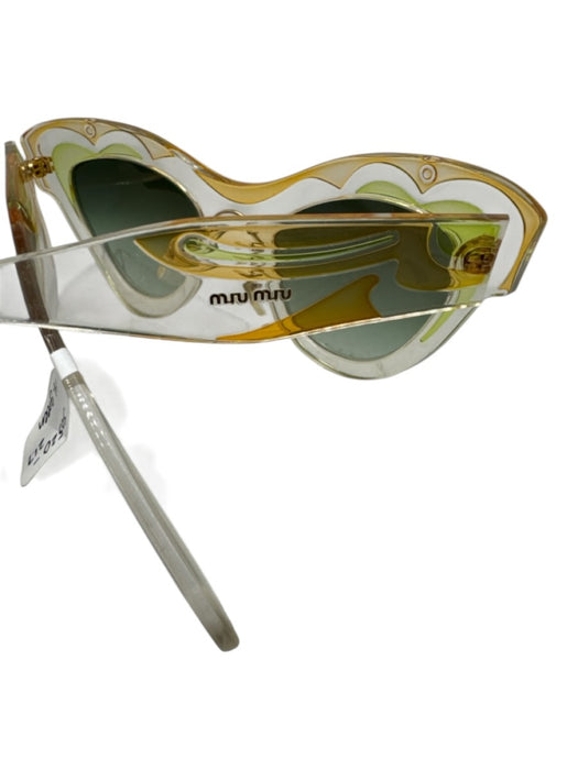 Miu Miu Clear & Yellow Acetate Gradient Lens Cat Eye Nose pads Retro Sunglasses Clear & Yellow