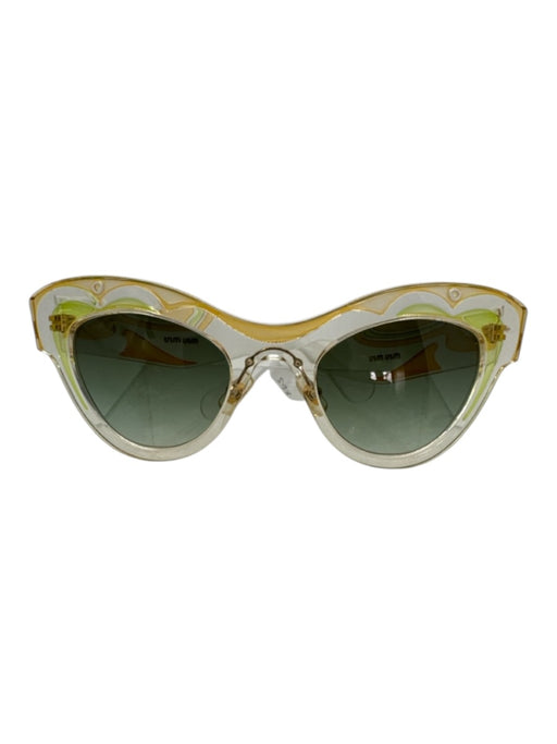 Miu Miu Clear & Yellow Acetate Gradient Lens Cat Eye Nose pads Retro Sunglasses Clear & Yellow