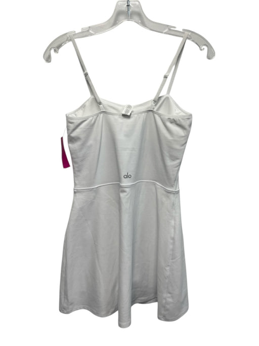 Alo Size M White Polyester Blend Spaghetti Strap Built in Bra Athletic Dress White / M