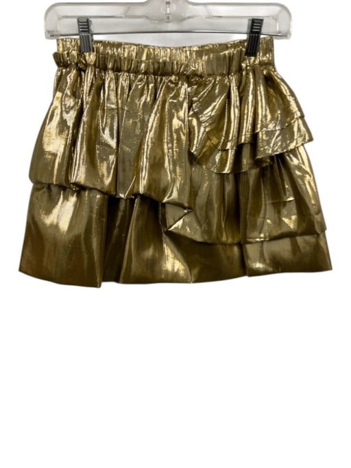 Loveshackfancy Size XS Gold Silk Blend Metallic Thread Elastic Waistband Skirt Gold / XS