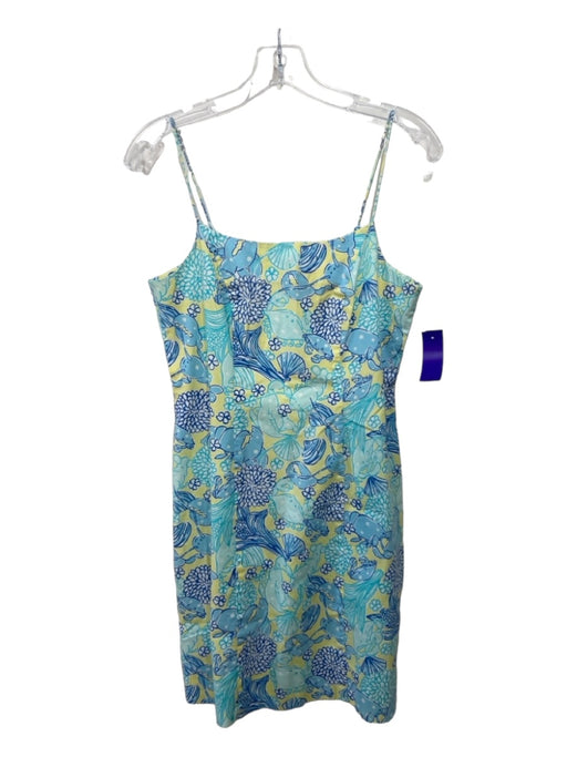 Lilly Pulitzer Size 6 Blue & Yellow Cotton Spaghetti Strap Dress Blue & Yellow / 6