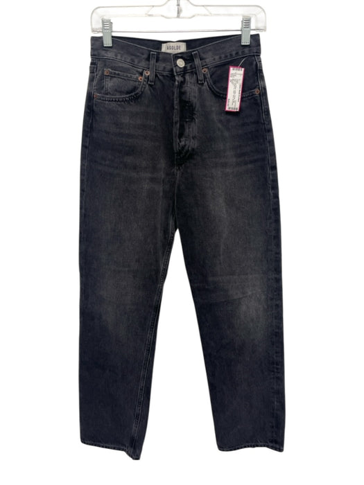 Agolde Size 24 Charcoal Black Cotton Denim High Rise Button Fly Jeans Charcoal Black / 24