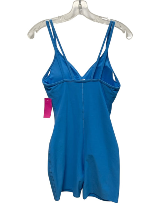Alo Size M Blue Polyester Blend Spaghetti Strap Built in Bra Athletic Romper Blue / M