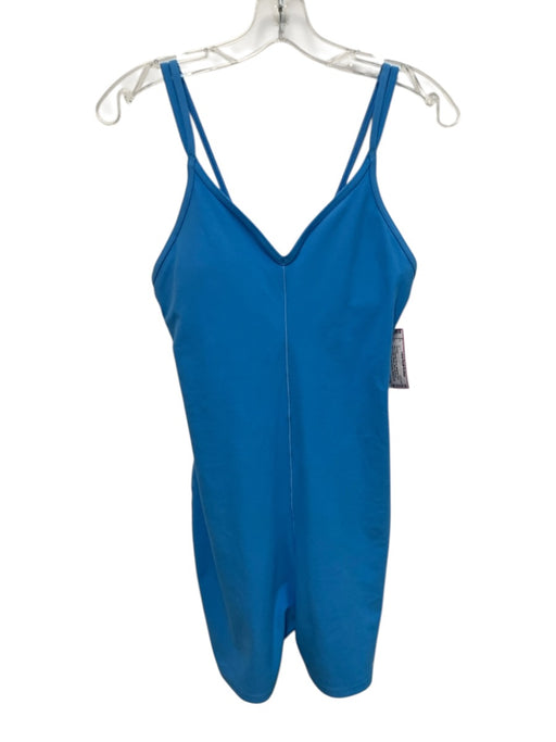 Alo Size M Blue Polyester Blend Spaghetti Strap Built in Bra Athletic Romper Blue / M