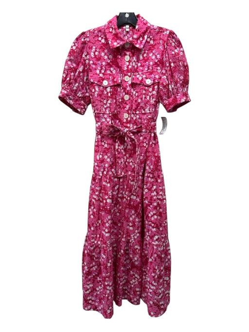 Derek Lam 10 Crosby Size 2 Pink & White Cotton Short Sleeve Floral Eyelet Dress Pink & White / 2