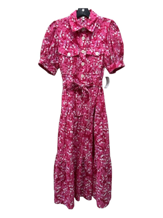Derek Lam 10 Crosby Size 2 Pink & White Cotton Short Sleeve Floral Eyelet Dress Pink & White / 2