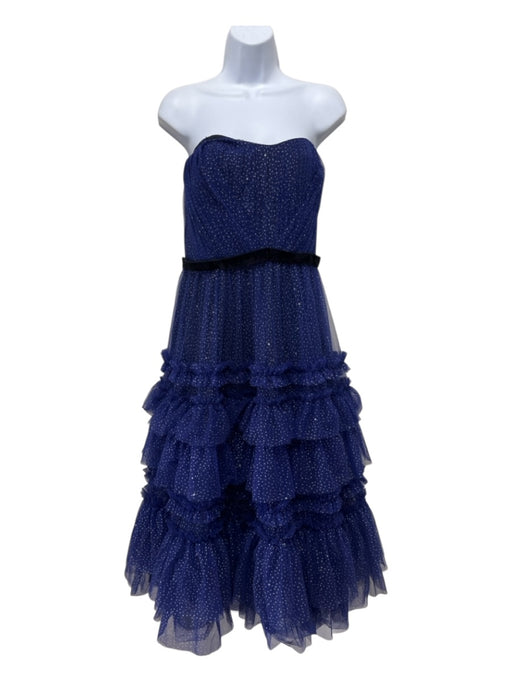 Marchesa Notte Size 10 Blue, Silver & Black Nylon & Polyester Tulle Dress Blue, Silver & Black / 10