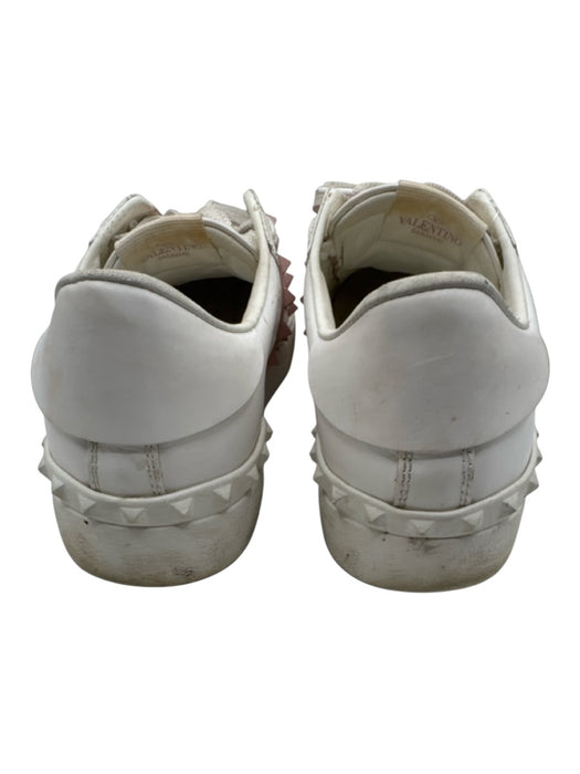 Valentino Shoe Size 38 White & Purple Leather Spike Detail Low Top Sneakers White & Purple / 38