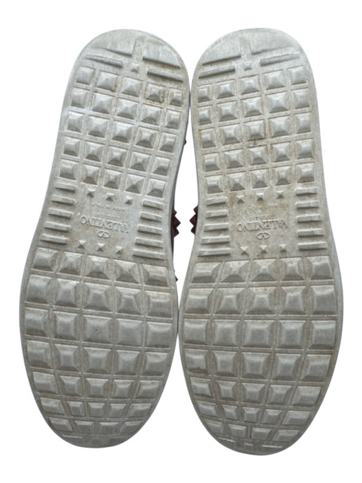 Valentino Shoe Size 38 White & Purple Leather Spike Detail Low Top Sneakers White & Purple / 38