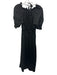 Cleobella Size S Black Viscose 1/2 Puff Sleeve Tie Detail Elastic Waist Dress Black / S